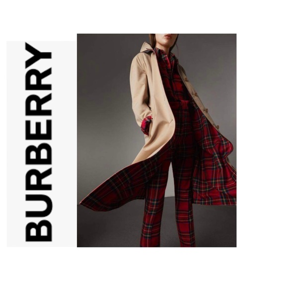 Burberry Reversible Gabardine & Tartan Wool Car Coat NWOT - Picture 1 of 13